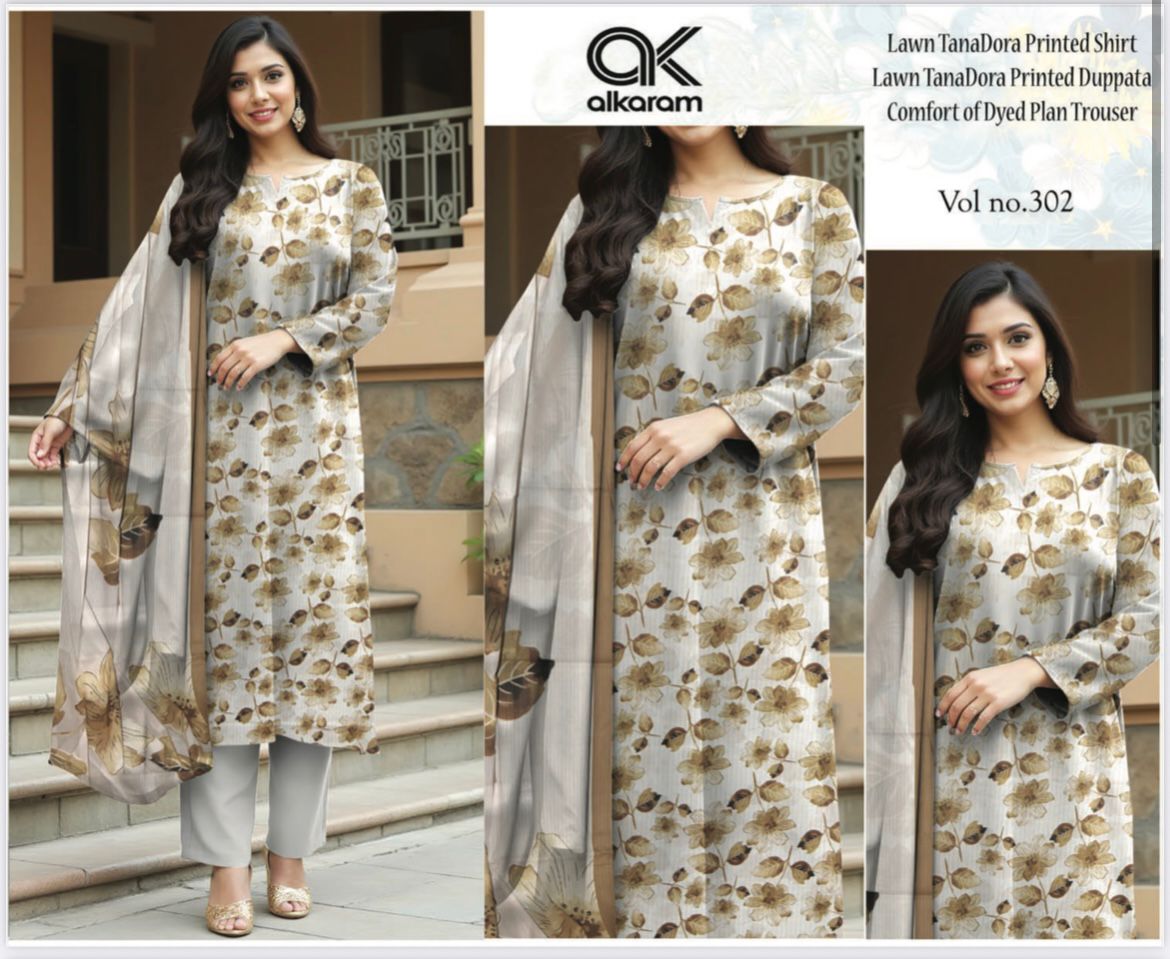 Al Karam Premium Lawn 3PC Printed Suit – TD-601