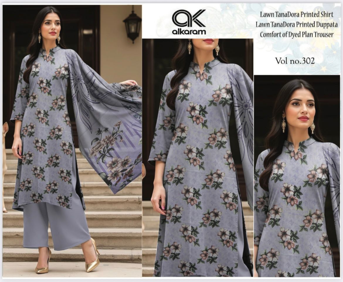 Al Karam Premium Lawn 3PC Printed Suit – TD-604