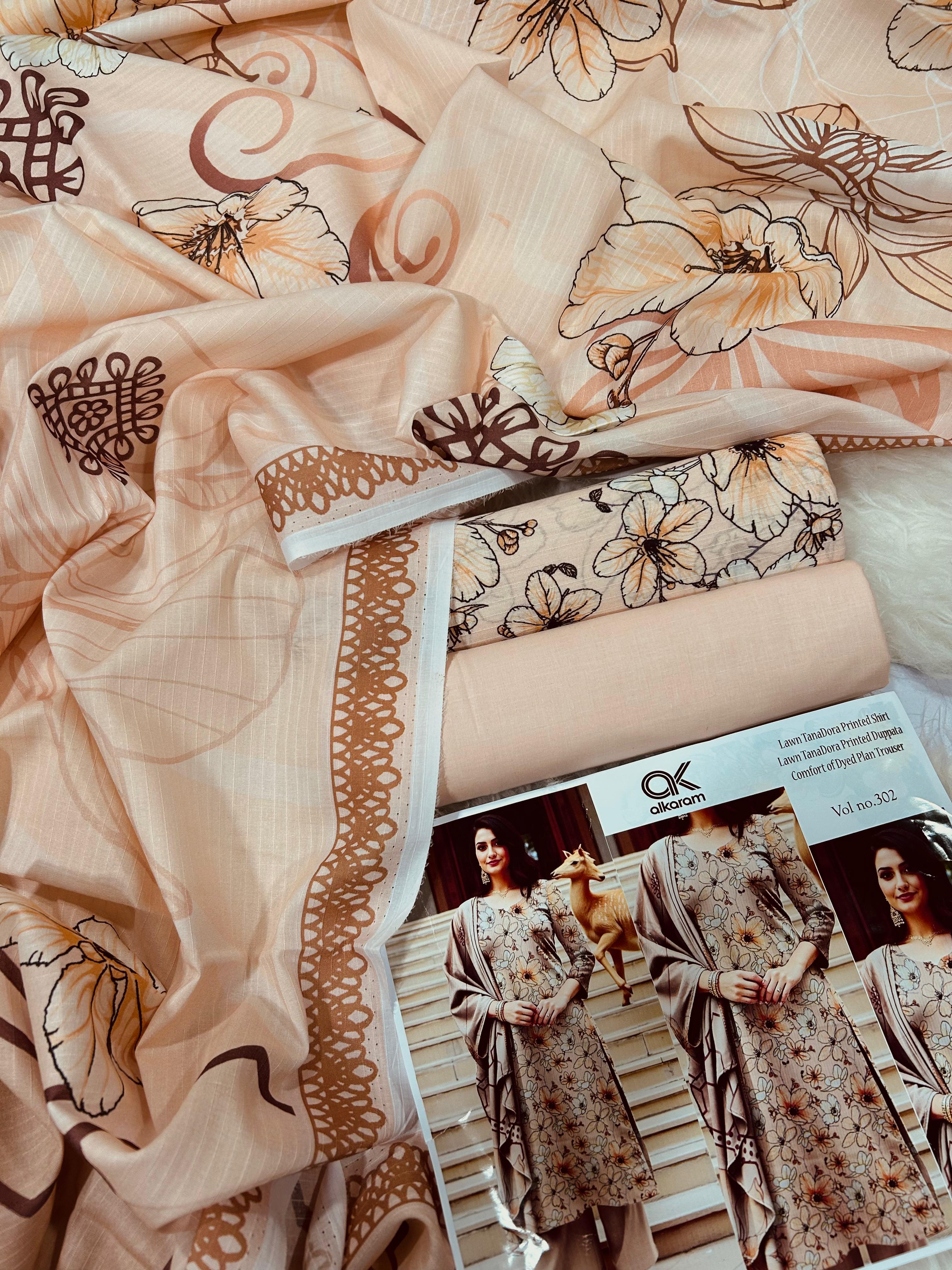 Al Karam Premium Lawn 3PC Printed Suit – TD-605