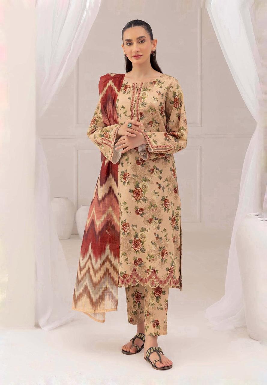 ASIFA NABEEL LAWN PRINTED EMBROIDERY DRESS 3 PIECE UNSTITCHED