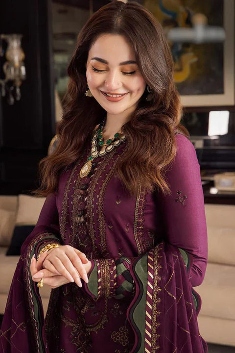 3PC Unstitched Winter collection Embroidered - SK-259