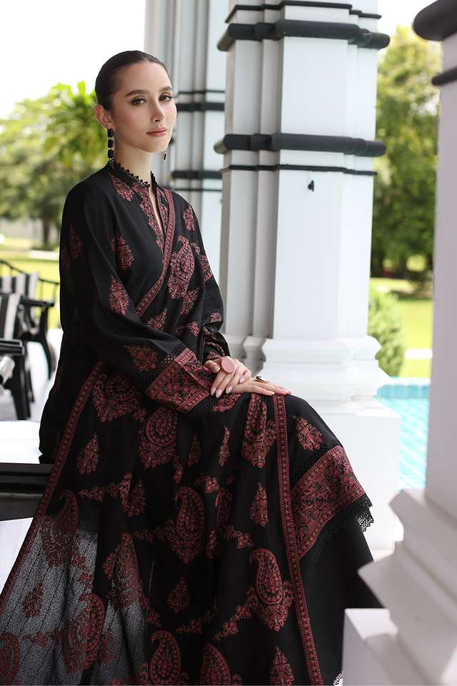3PC Embroidered Dhanak Suit with Heavy Embroidered Shawal -SK1965