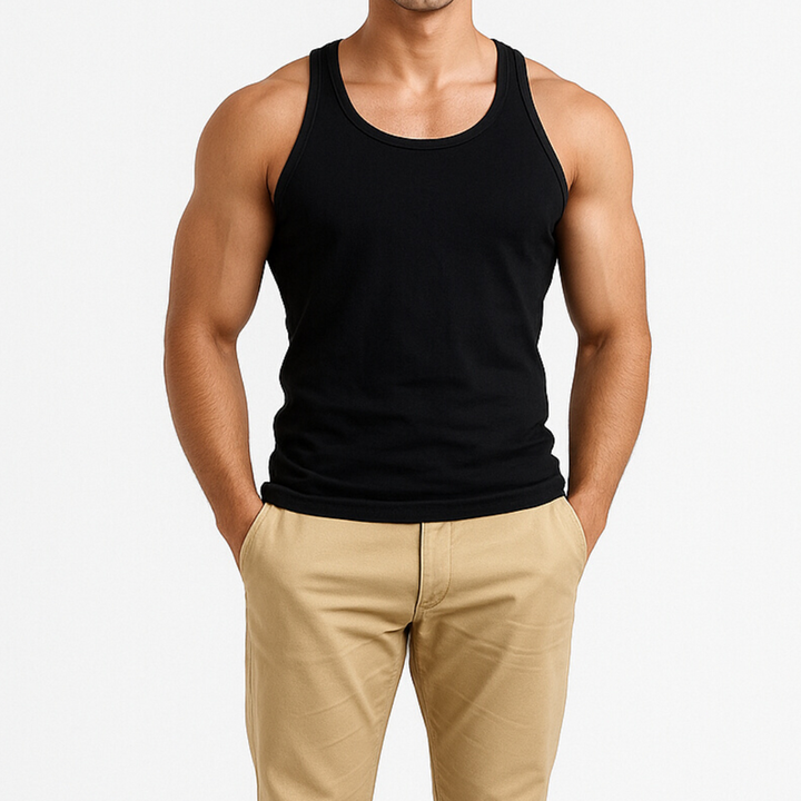 Soft Fit Black Sleeveless Vest - Pack of 3
