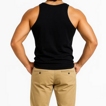 Soft Fit Black Sleeveless Vest - Pack of 6