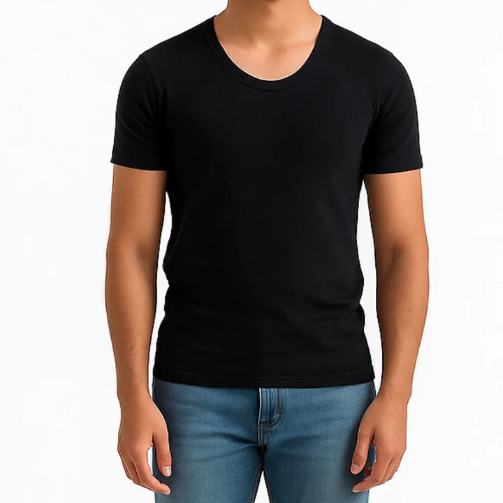 Soft Fit Black Half Sleeve Vest - Pack of 3