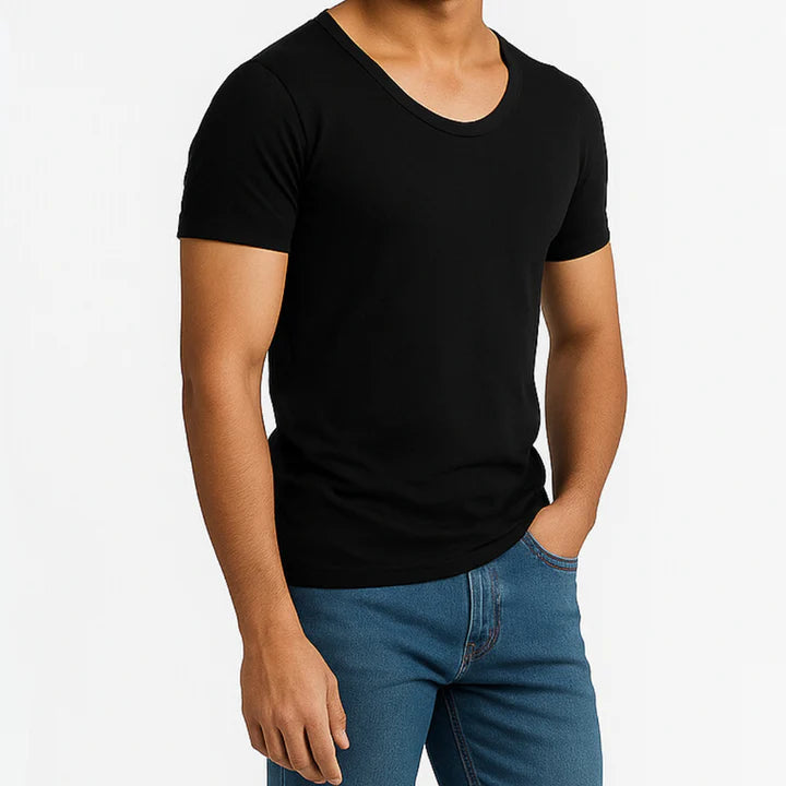Soft Fit Black Half Sleeve Vest - Pack of 3