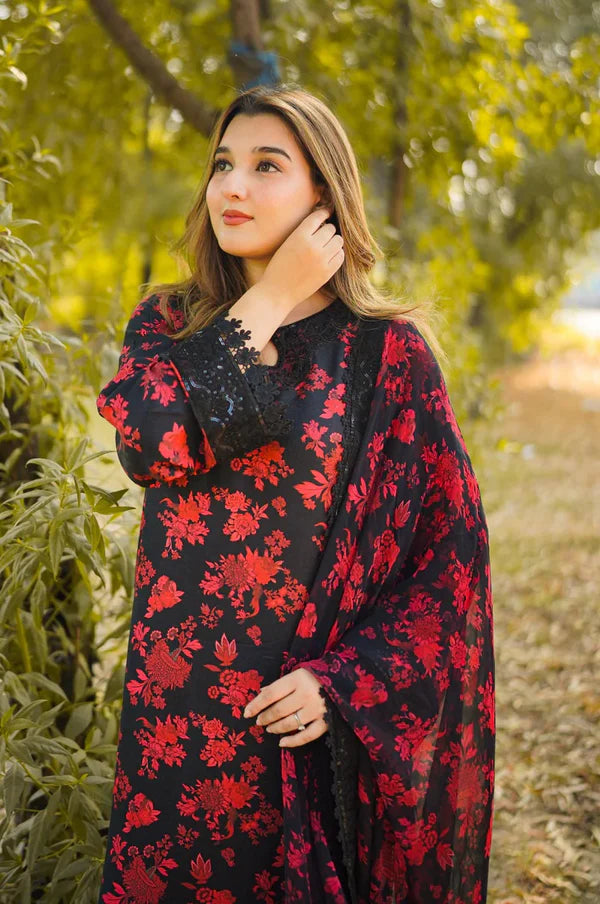 Aneelas Lawn Embroidered & Printed 3 Piece - J2097