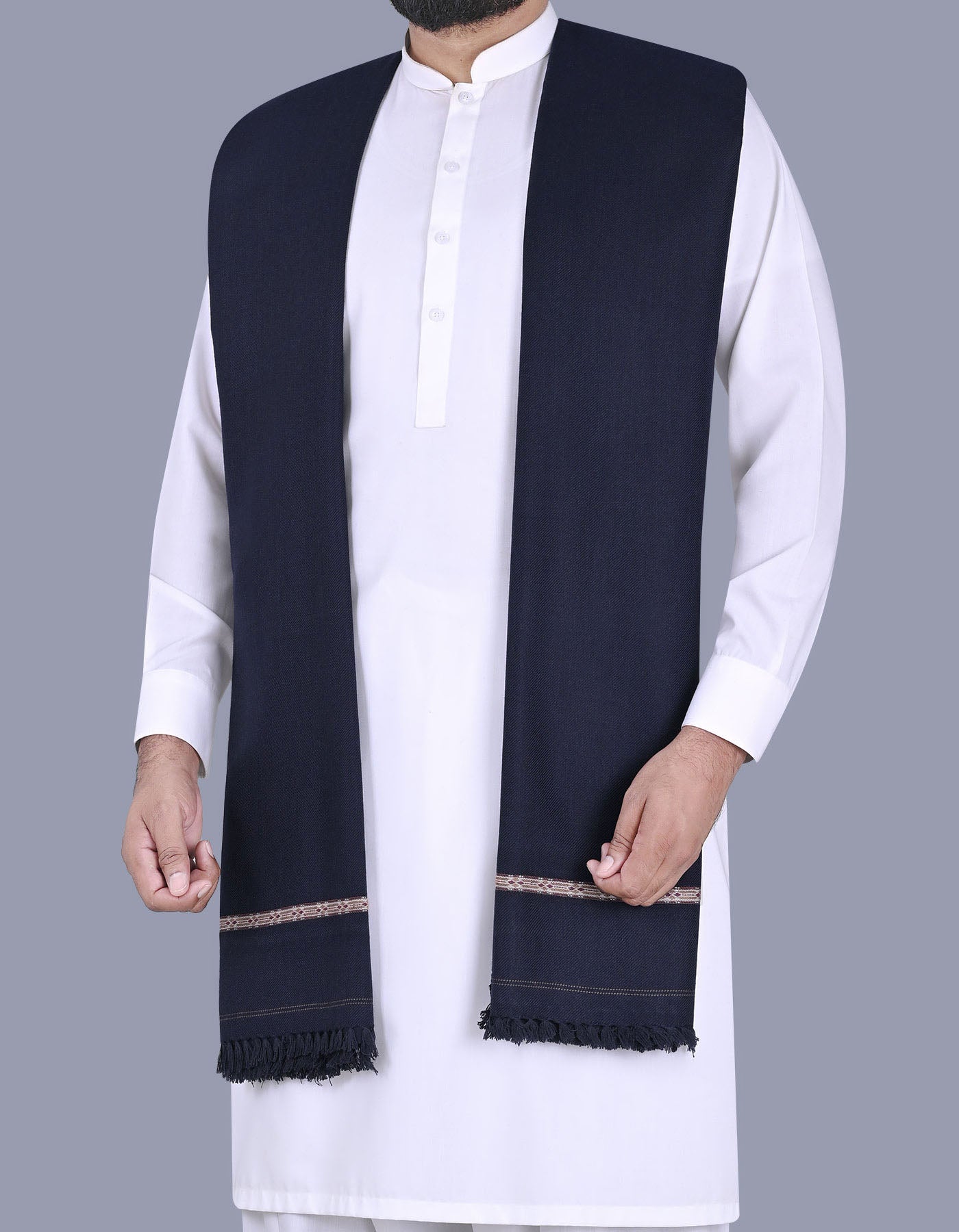 Men's Winter Shawl -Navy Blue