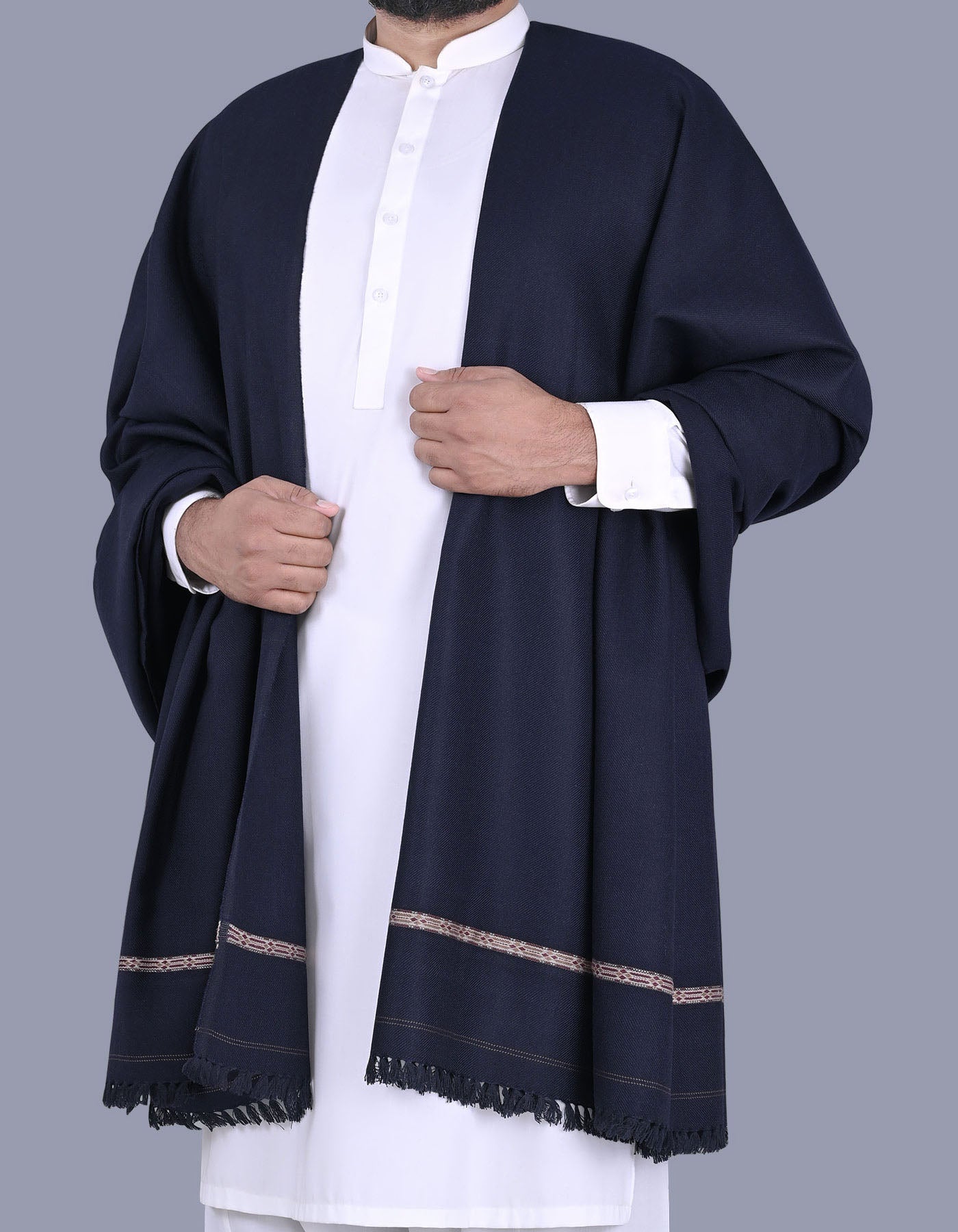 Men's Winter Shawl -Navy Blue