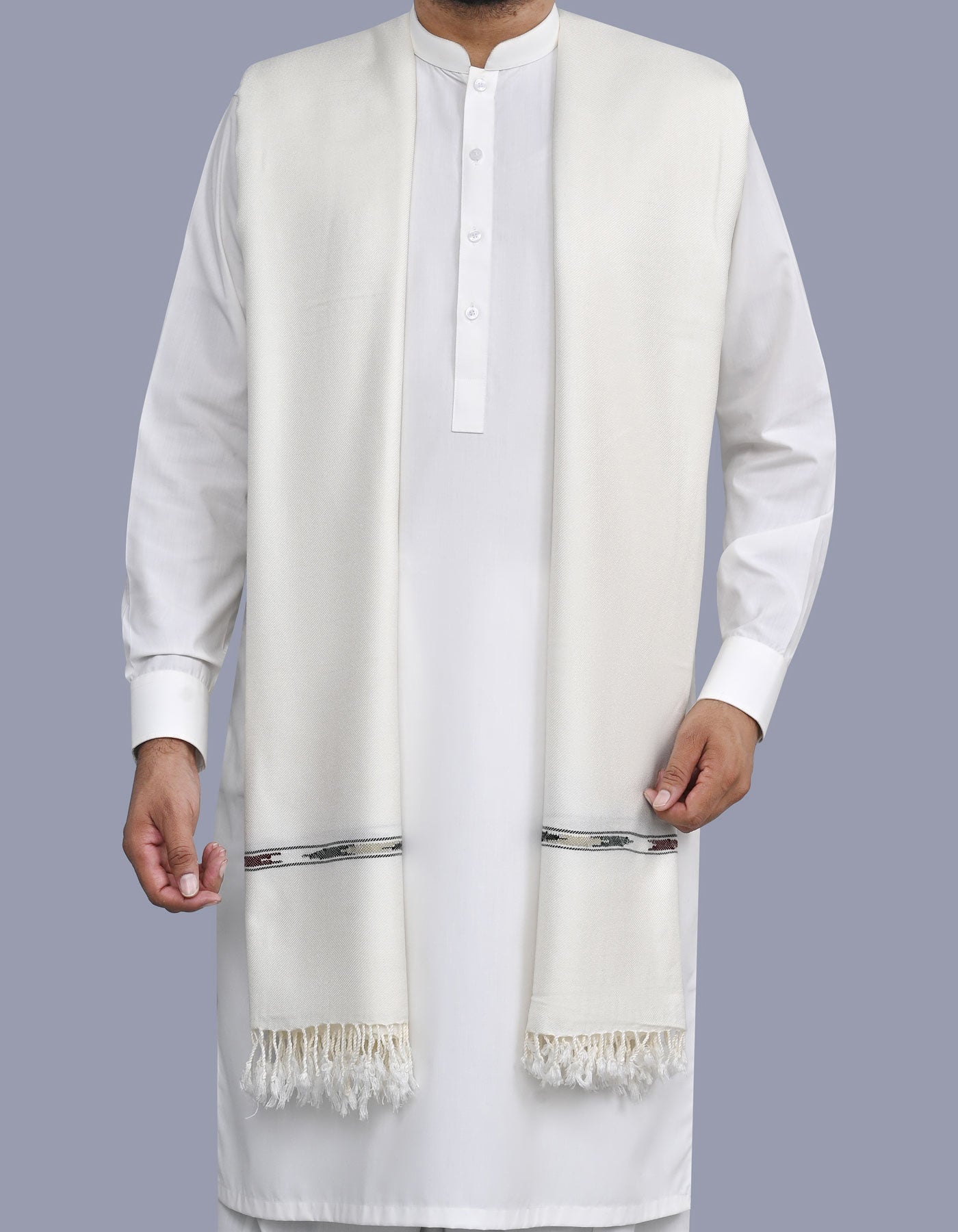 Men's Winter Shawl -Off White