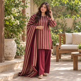 Winter Multani susi 3 PCS Suit - Maroon
