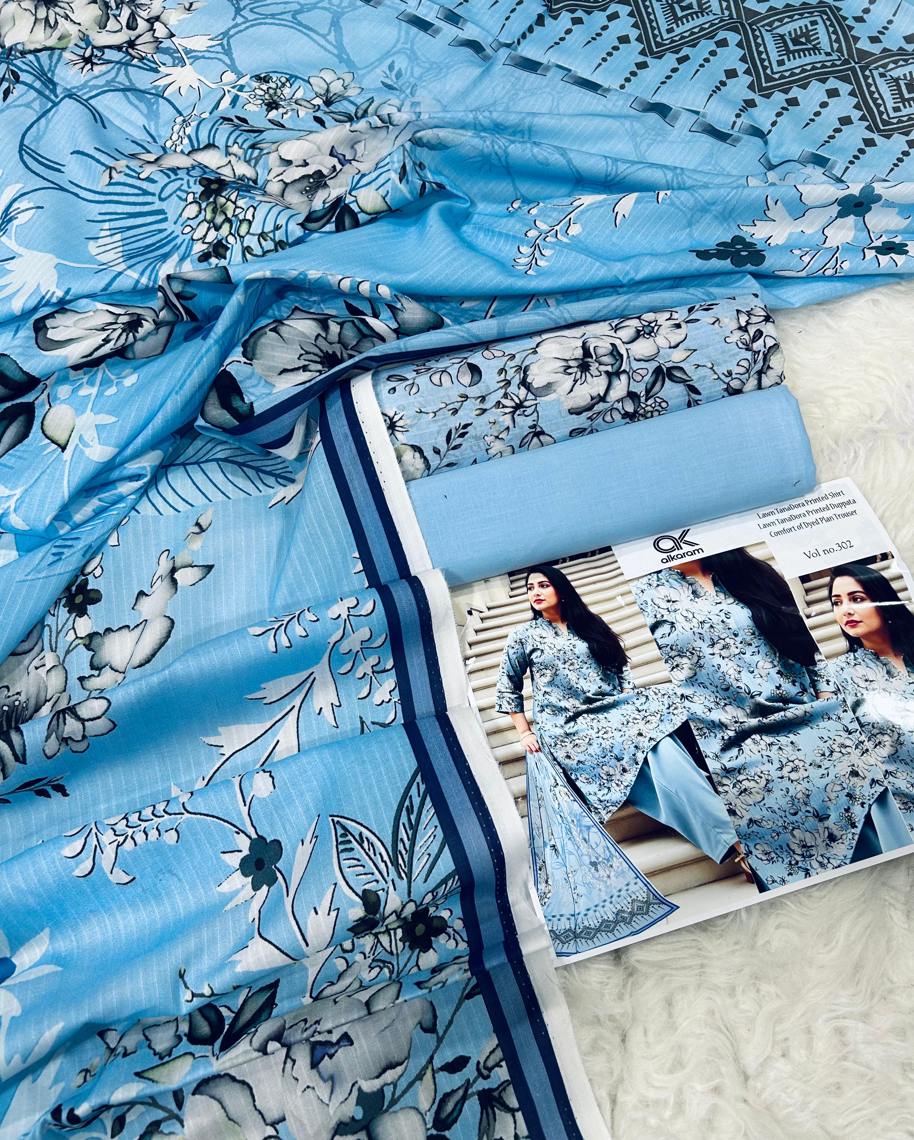 Al Karam Premium Lawn 3PC Printed Suit – TD-607