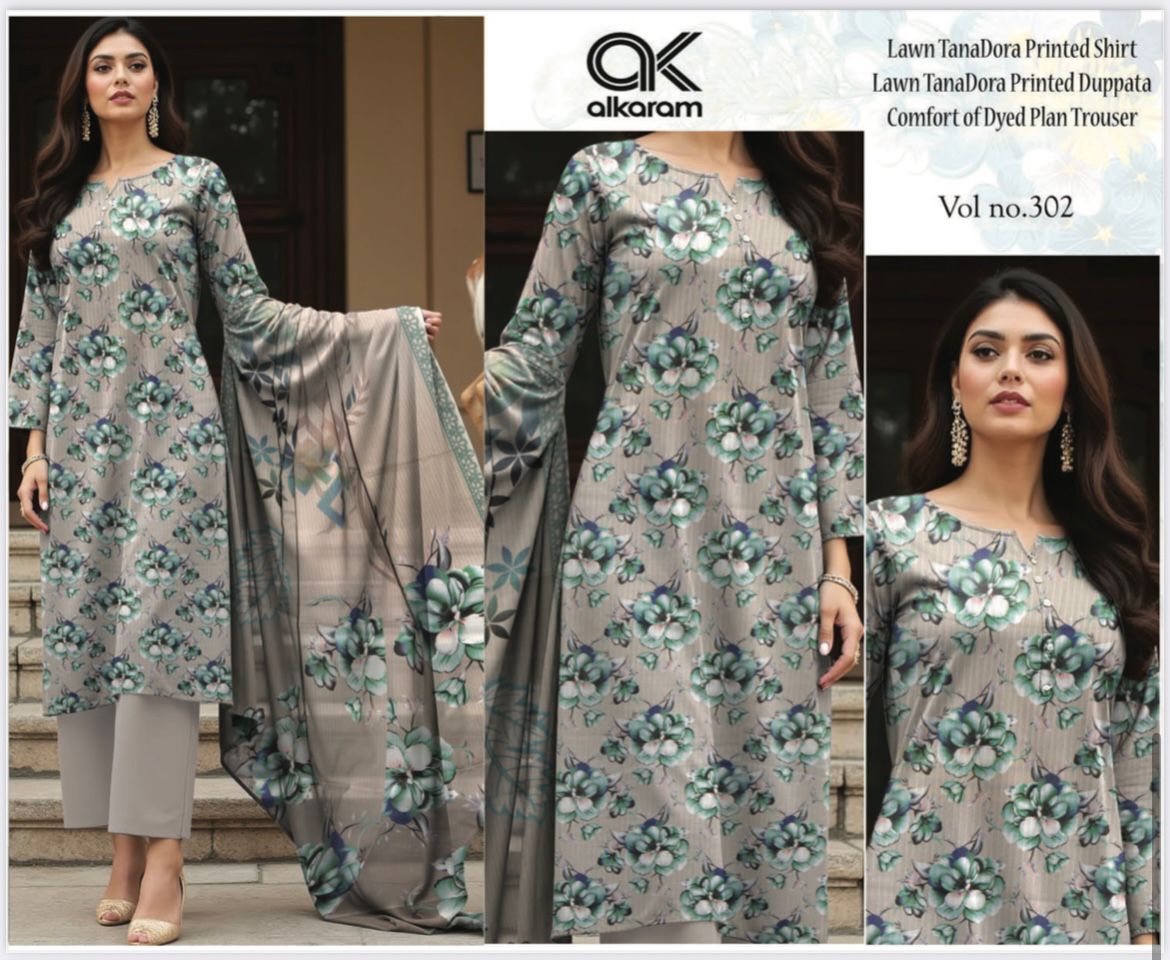 Al Karam Premium Lawn 3PC Printed Suit – TD-608