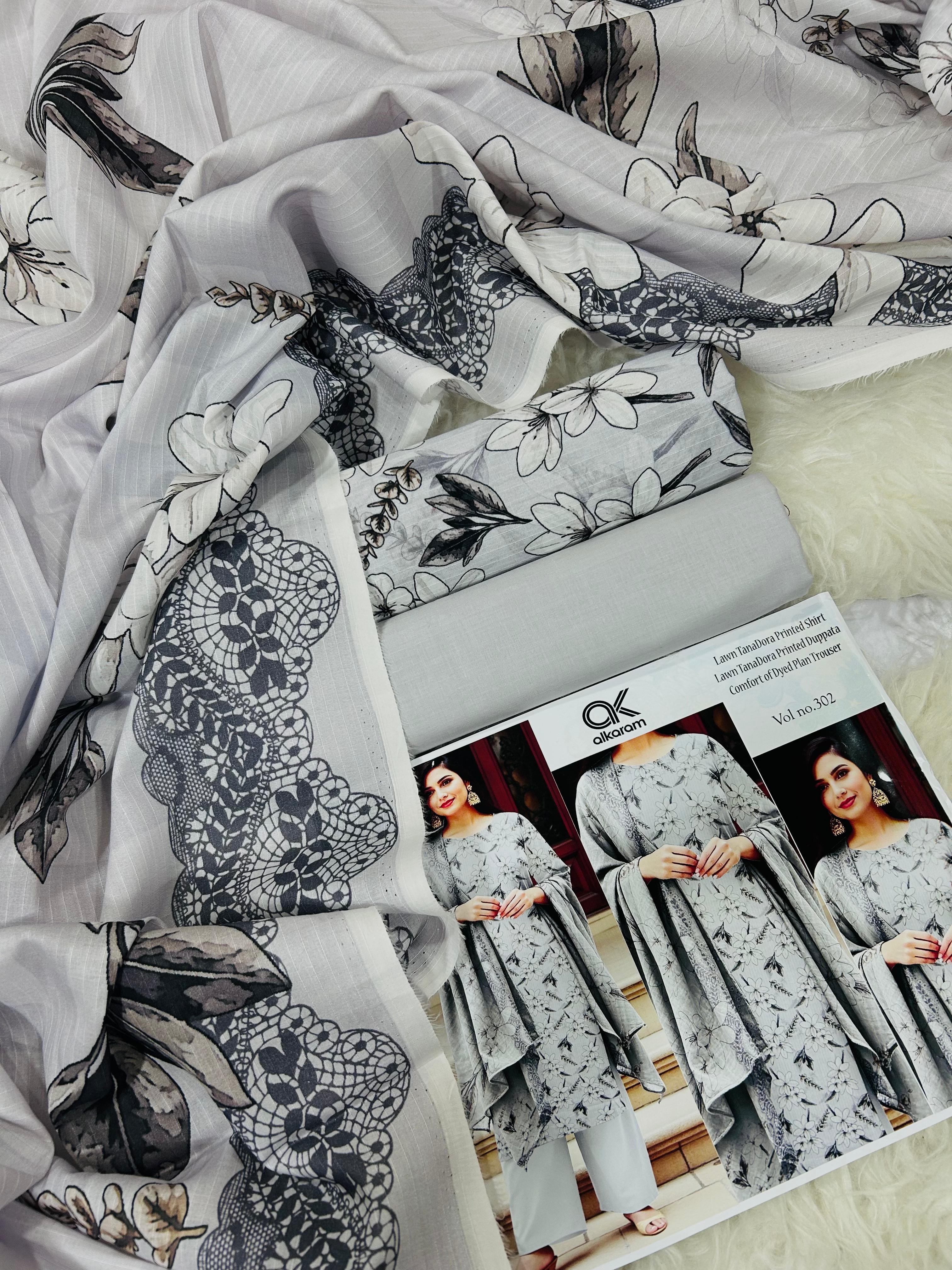 Al Karam Premium Lawn 3PC Printed Suit – TD-609