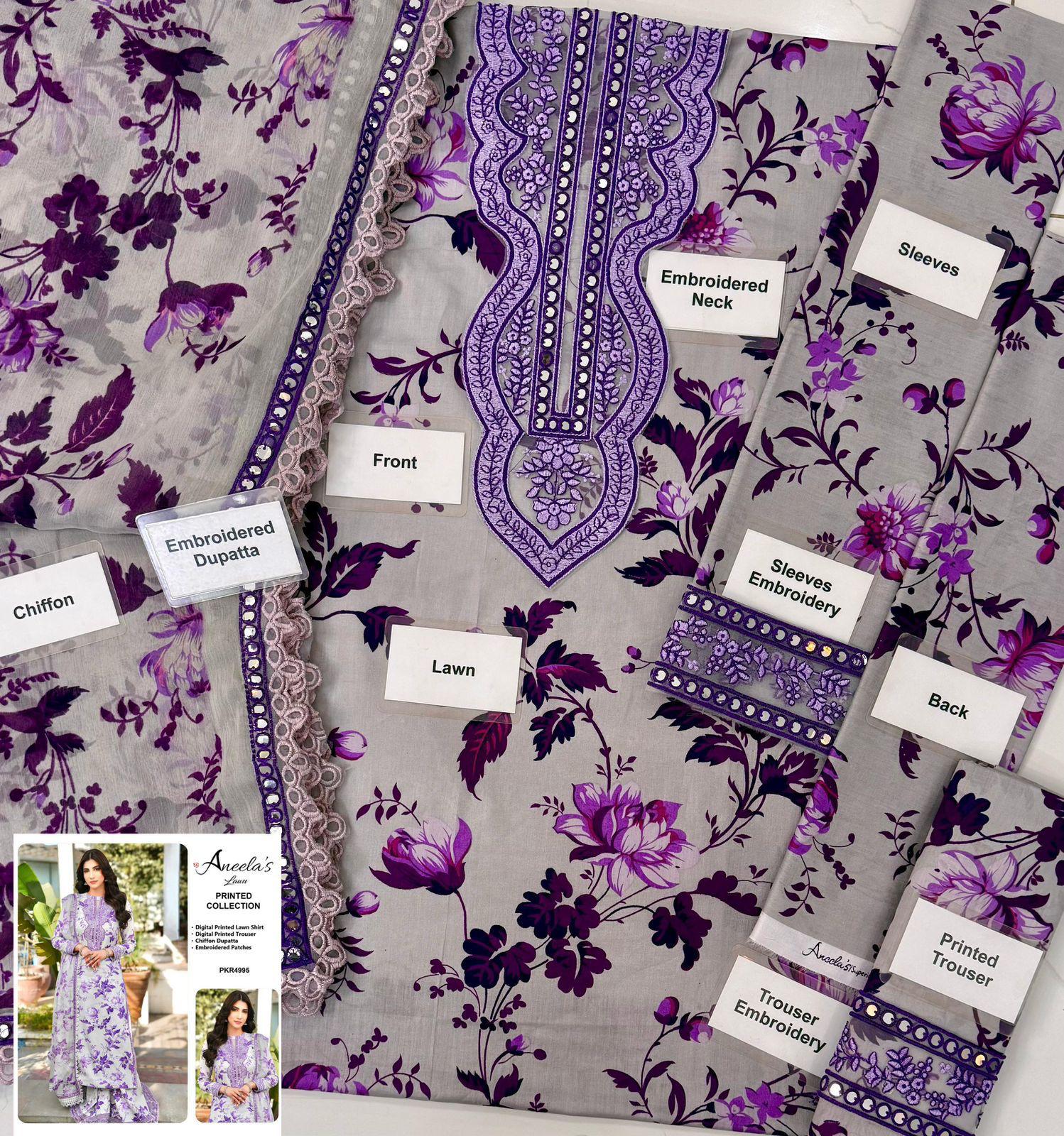 Aneela's Luxury Lawn Printed 3 Piece