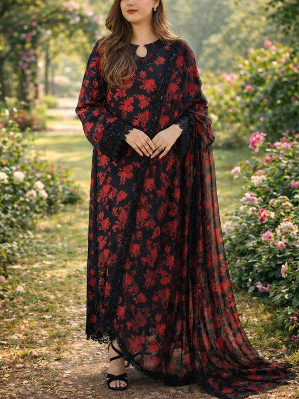 Aneelas Lawn Embroidered & Printed 3 Piece - J2097