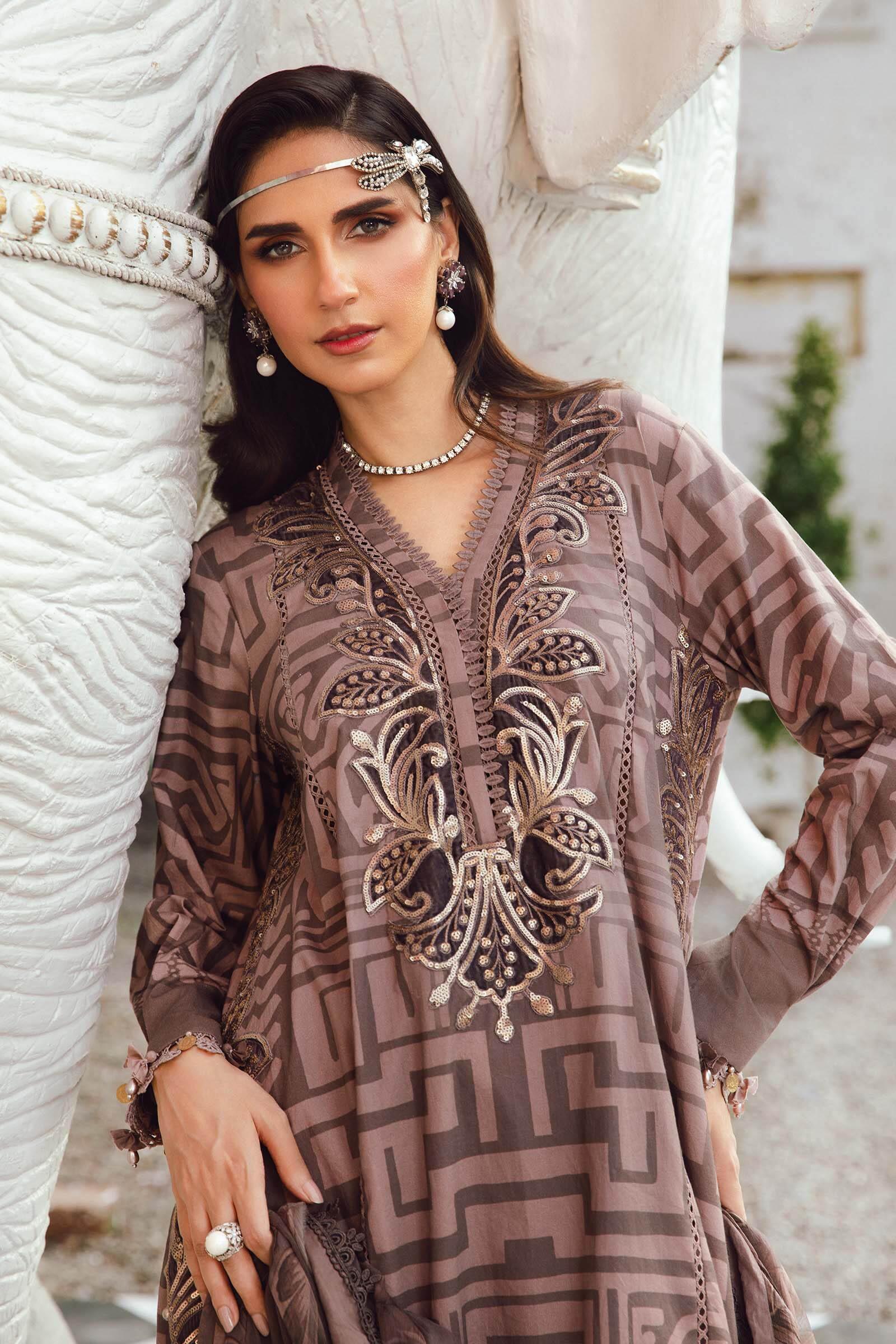 3 Piece Unstitched Embroidered Lawn Suit | MPT-2703-B