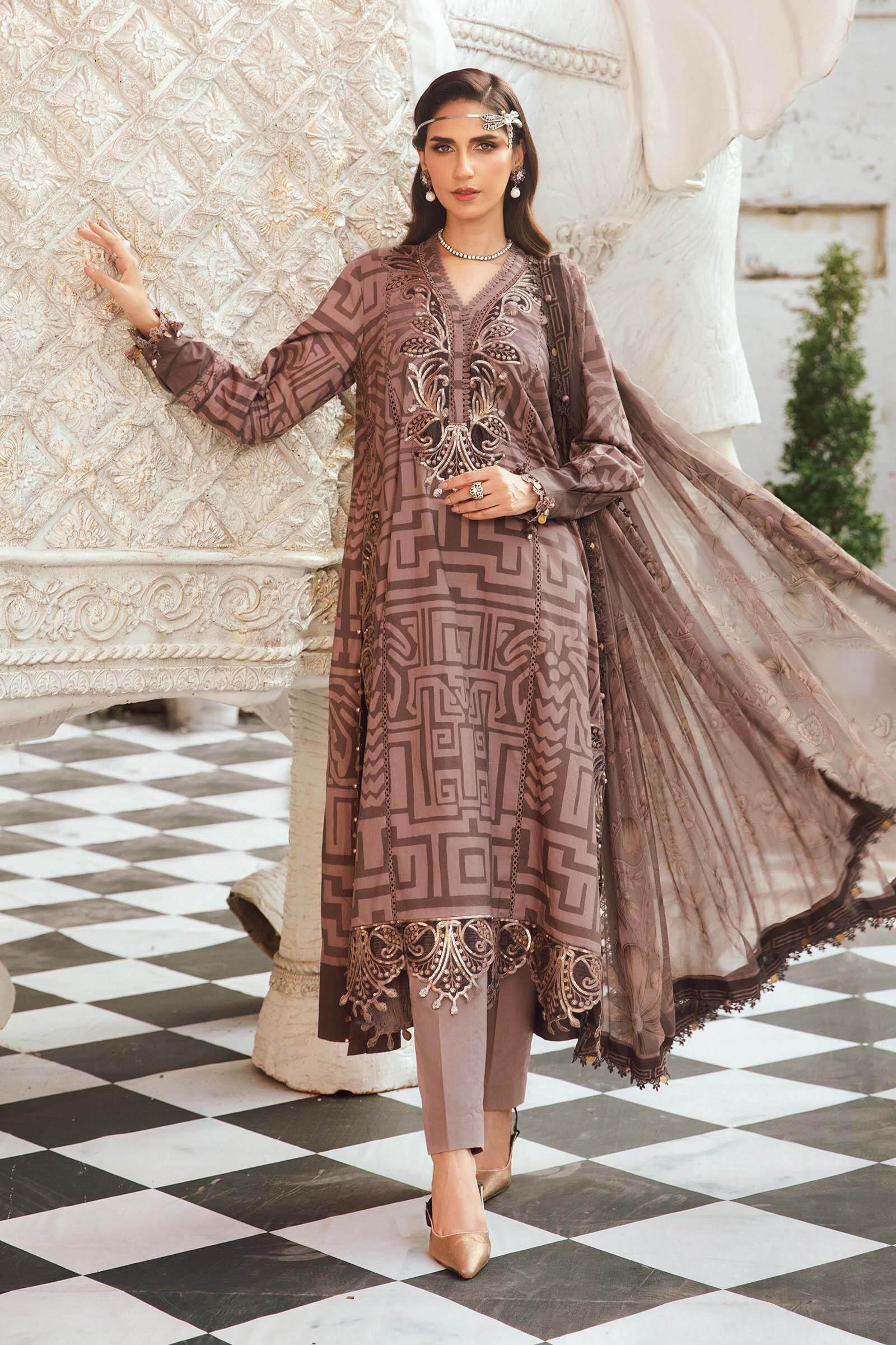 3 Piece Unstitched Embroidered Lawn Suit | MPT-2703-B