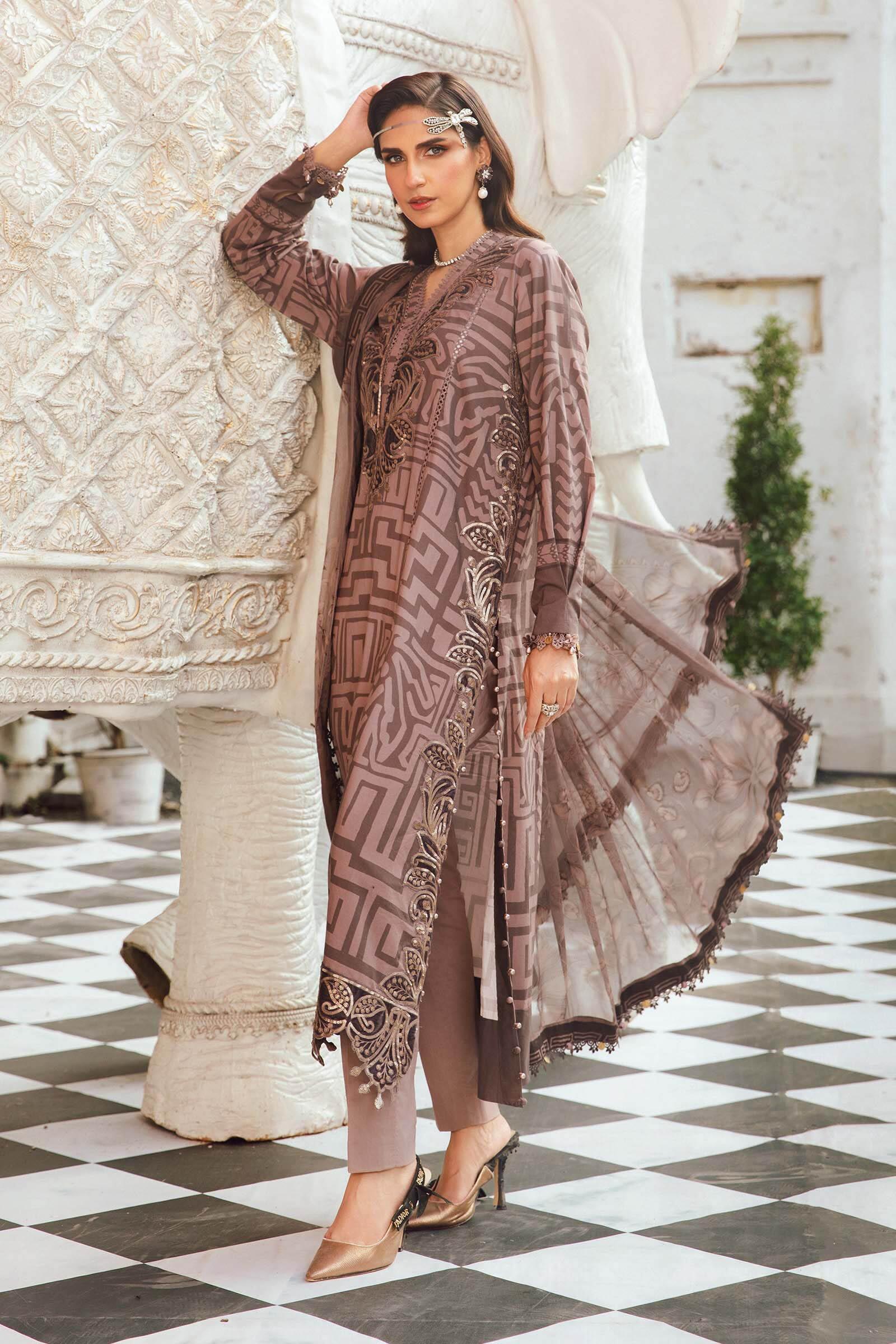 3 Piece Unstitched Embroidered Lawn Suit | MPT-2703-B
