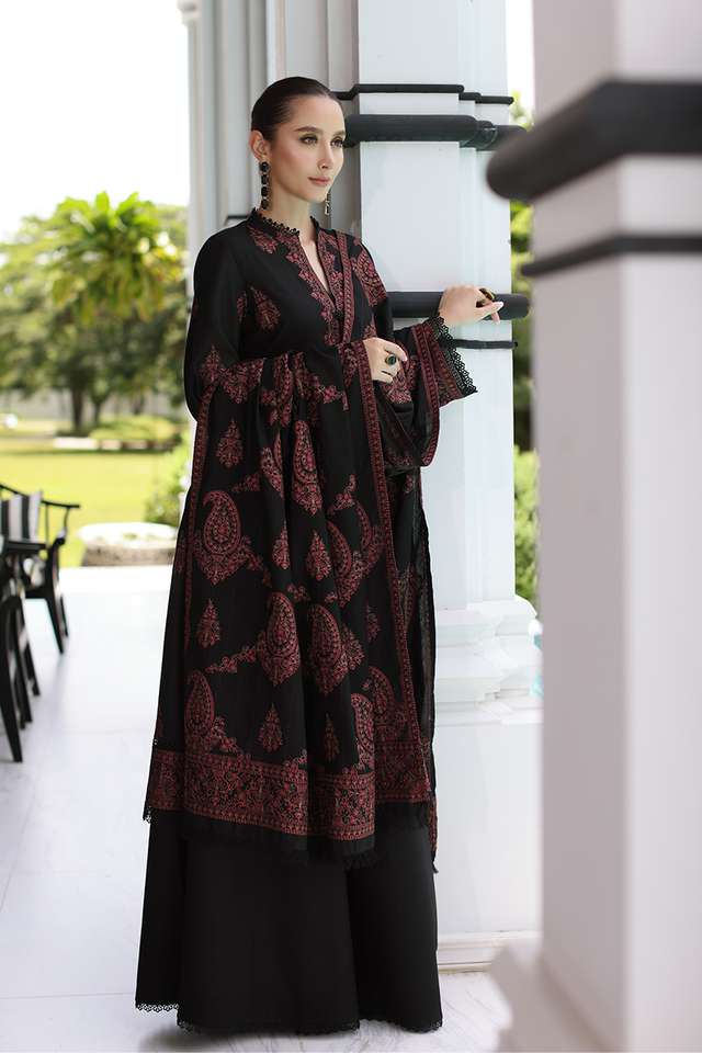 3PC Embroidered Dhanak Suit with Heavy Embroidered Shawal -SK1965