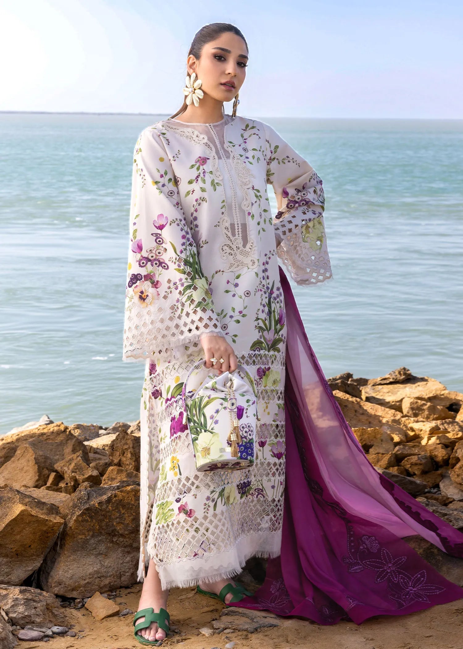 Bloom Bold - D4 A- Embroidered Lawn Outfit By- Crimson