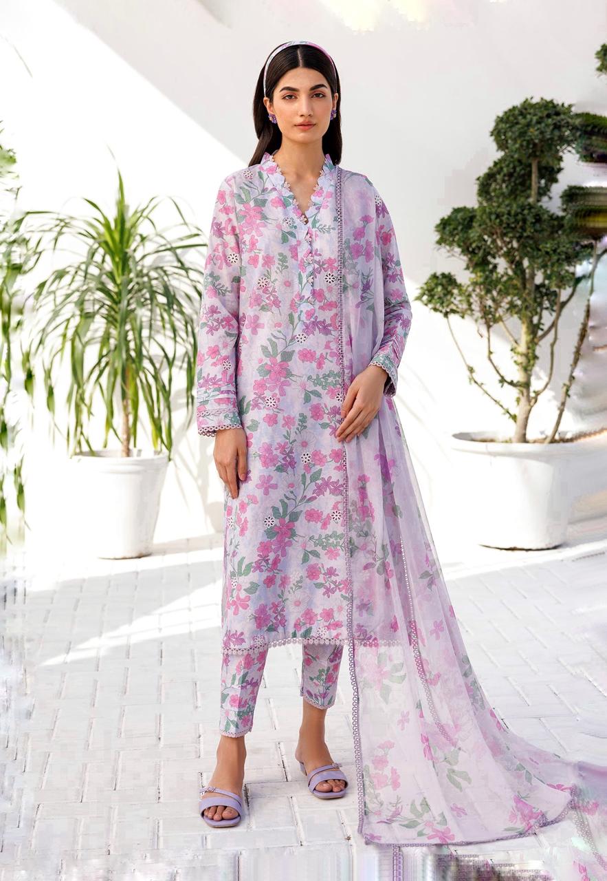 LAWN PRINTED EMBROIDERY DRESS 3 PIECE UNSTITCHED