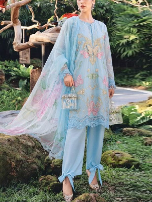 Maria B Lawn Chikankari Luxury Embroidered 3 Piece Dress - J2077